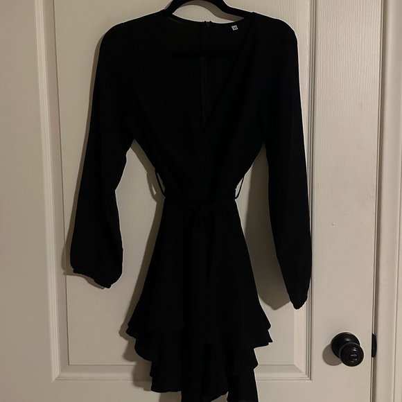 Dresses & Skirts - 2/$20 Faux Wrap Dress w/Tie Belt, Cinched LS, Tiered Ruffles Zipper 
Sz XS